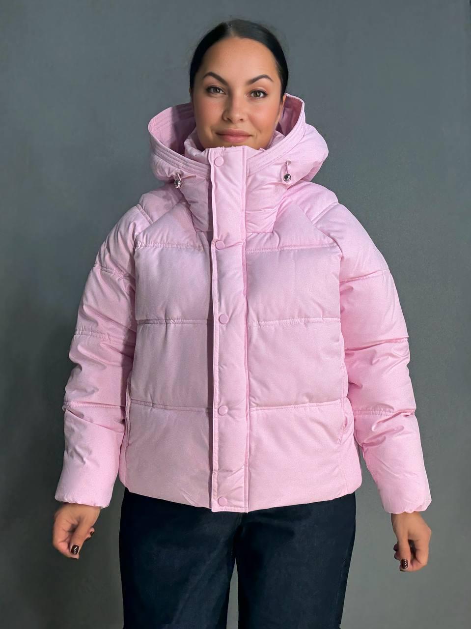 Куртка женская HAIZIYUAN 8589 средней длины с капюшоном XL Розовый (4803) - фото 1