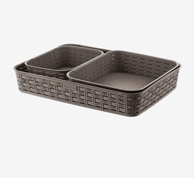 Кошики для побутових пр. Plastart Ротанг 3 шт. Коричневий (MUP-SP-215-MIX)