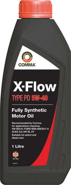 Моторне мастило COMMA X-FLOW TYPE PD 5W-40 синтетичне 1 л (XFPD1L)