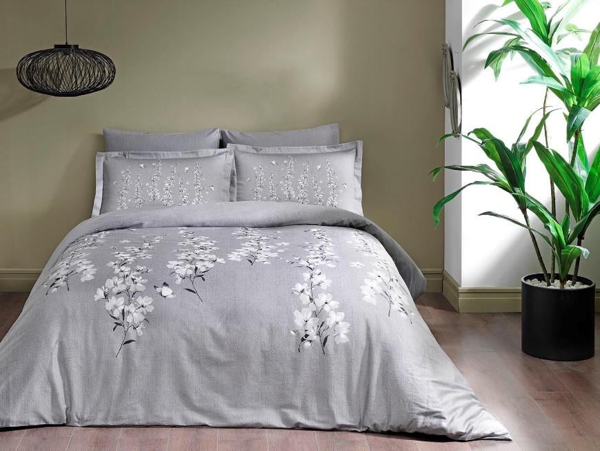 Постельное белье Tac сатин Ronna gri 100% хлопок Серый