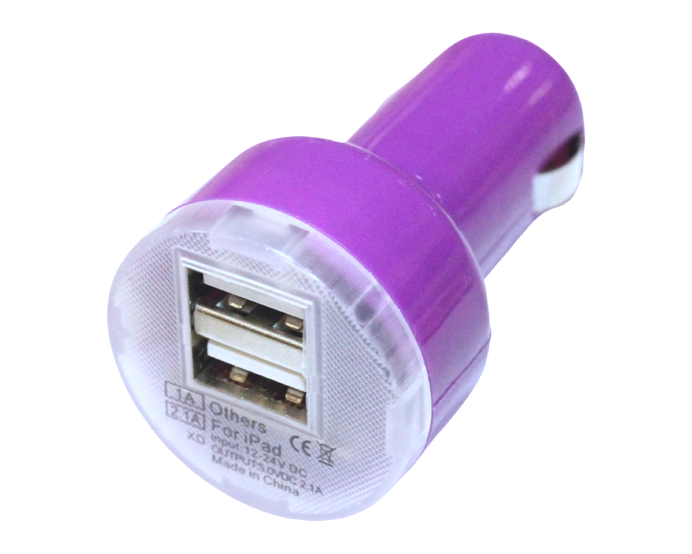 Зарядка автомобильная 2 USB 2,1/1A Фиолетовый Зарядка автомобильная 2 USB 2,1/1A Фиолетовый