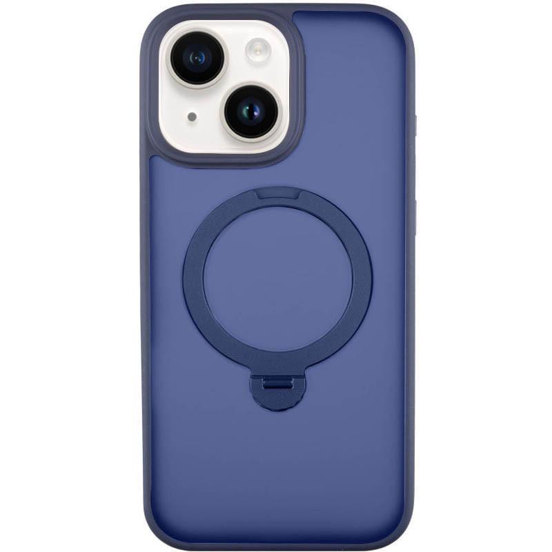 Противоударный чехол Metal Buttons with MagSafe Colorful HQ Ring для Apple iPhone 15 (6.1") Dark Blue