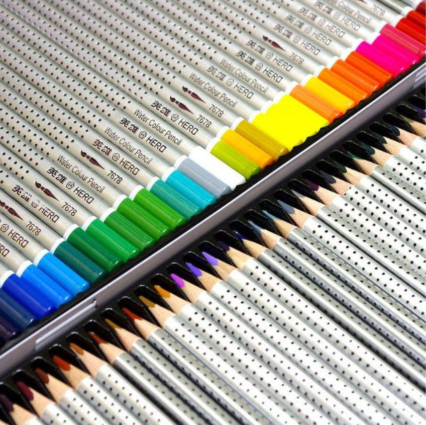 Набір акварельних олівців HERO 48 шт. в металевій коробці - фото 8