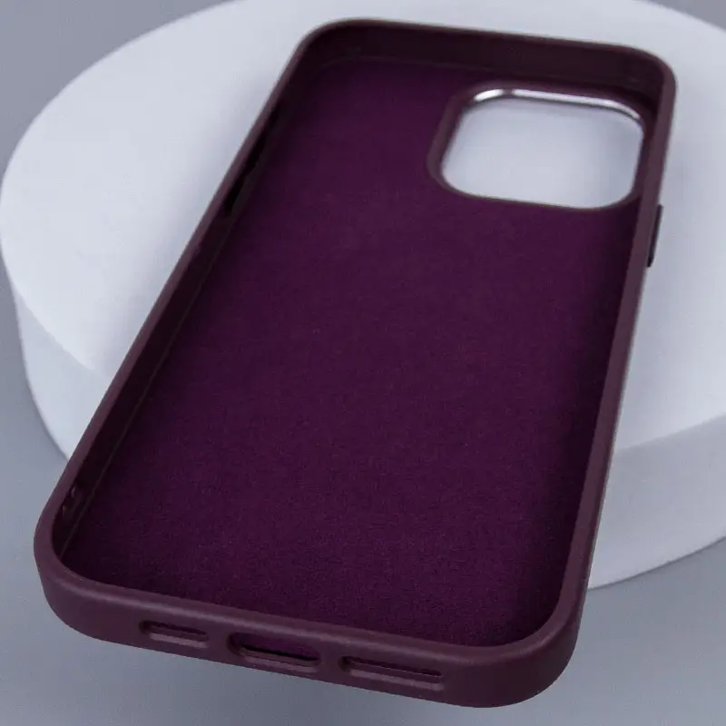 Шкіряний чохол Bonbon Leather Metal Style with MagSafe для Apple iPhone 15 Pro Max (6.7") Бордовий | Plum - фото 5