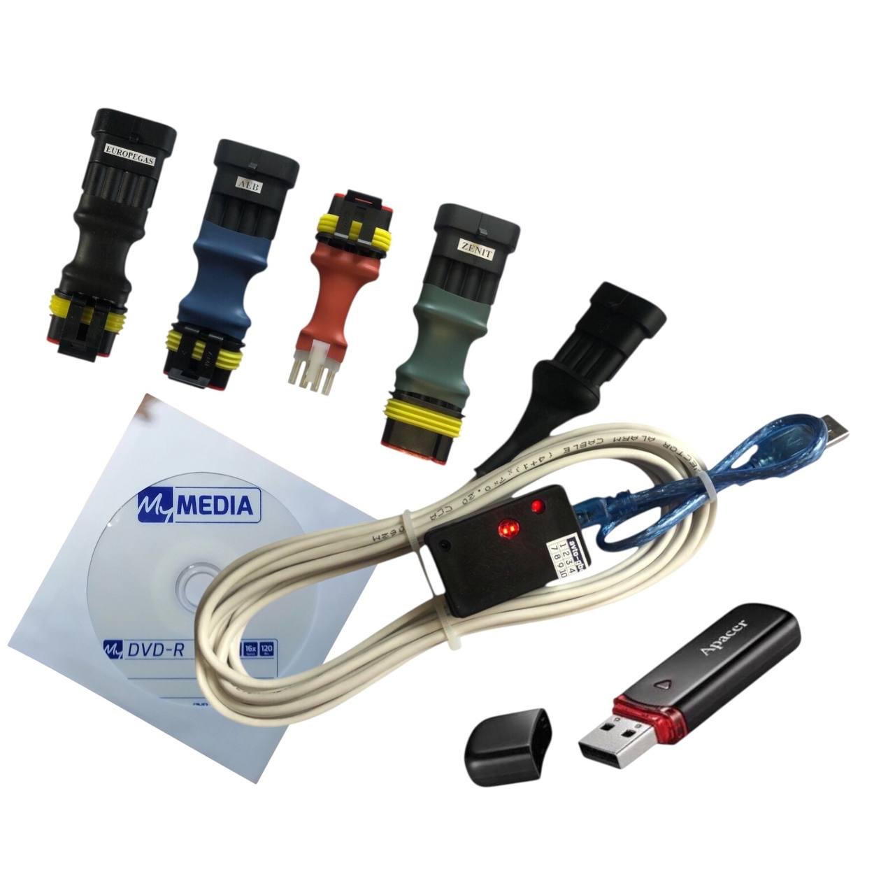 Кабель ГБО STAG/AEB/Zenit/Europegas и 8-ми пиновый для 99% ГБО 4/флешка с программами ГБО и драйверами