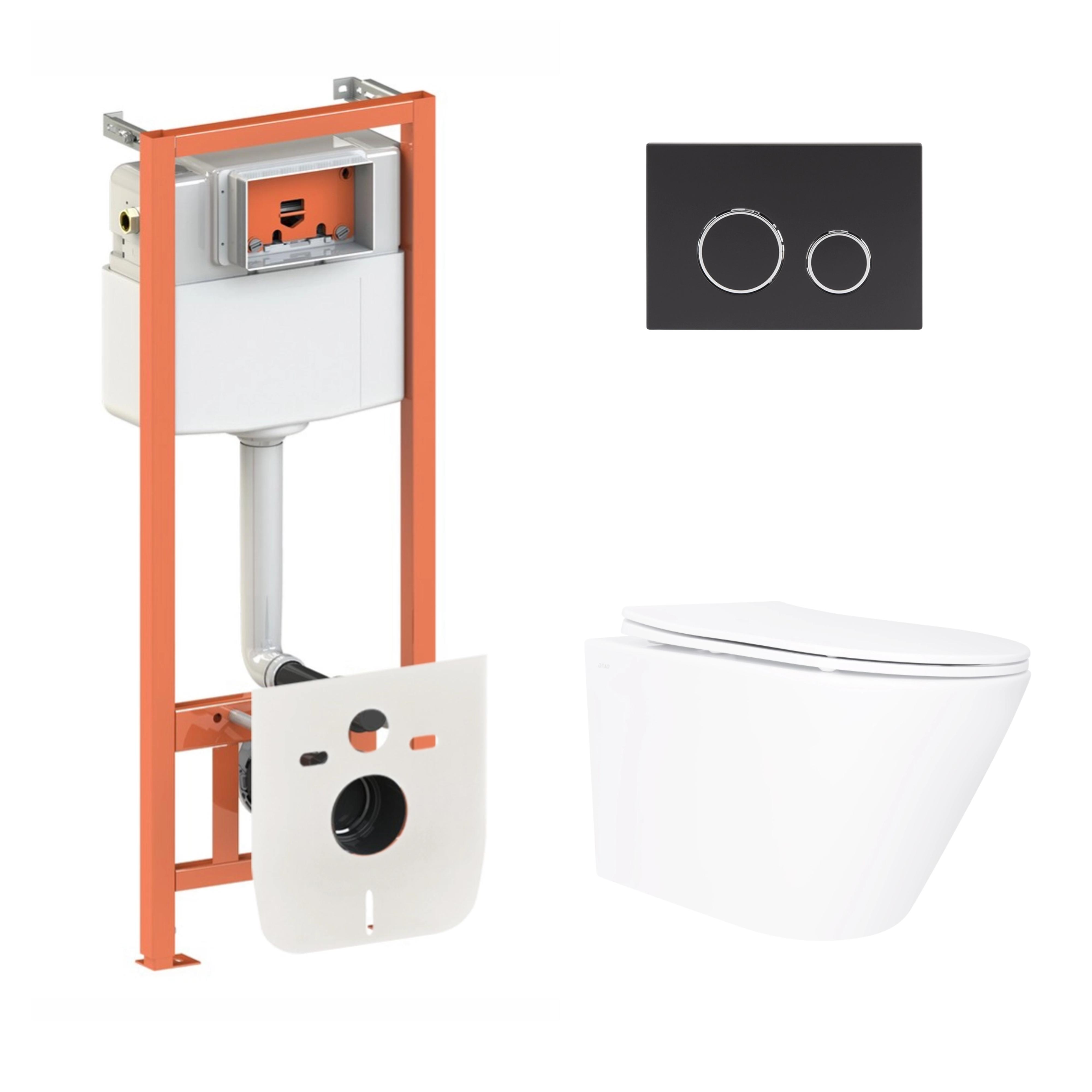 Комплект инсталляции Q-tap Nest&Swan QT16335180W48194 с унитазом кнопка Черный (253372)