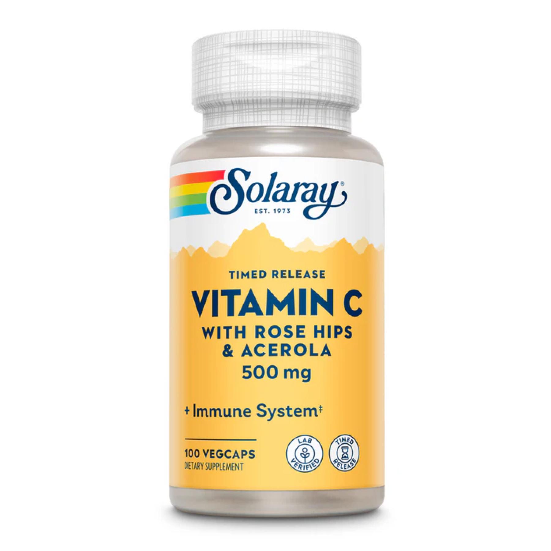 Витамин C with Rose Hips & Acerola Timed Release 500 mg 100 vcaps (2023-10-3152)