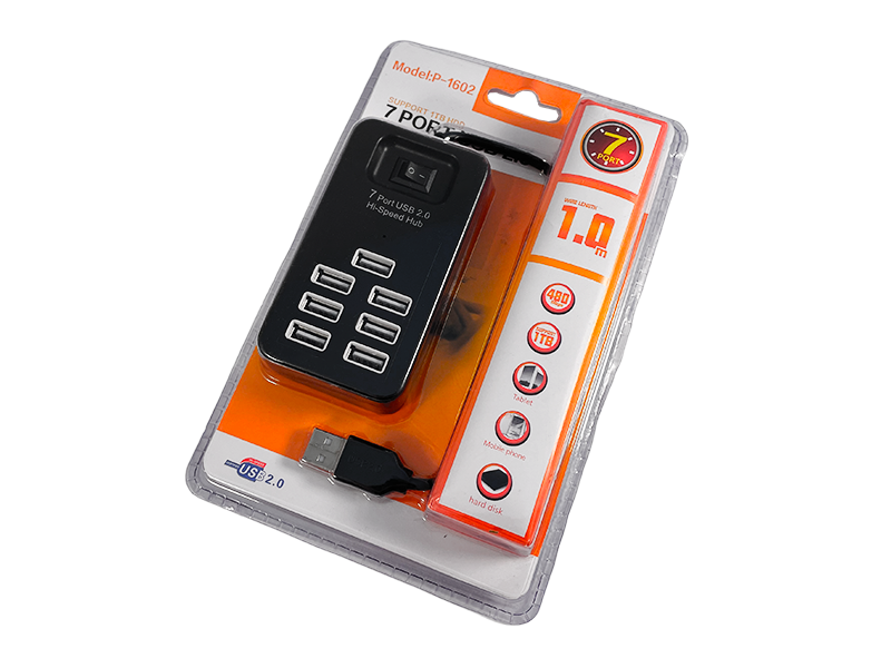 USB-хаб на 7 портов USB 2.0 с выключателем (P-1602)
