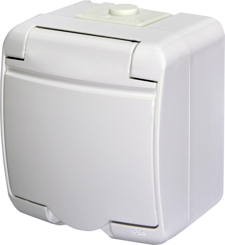 Розетка зовнішня ETI RHE-1s із заземленням/кришкою IP54 Білий (4668015)