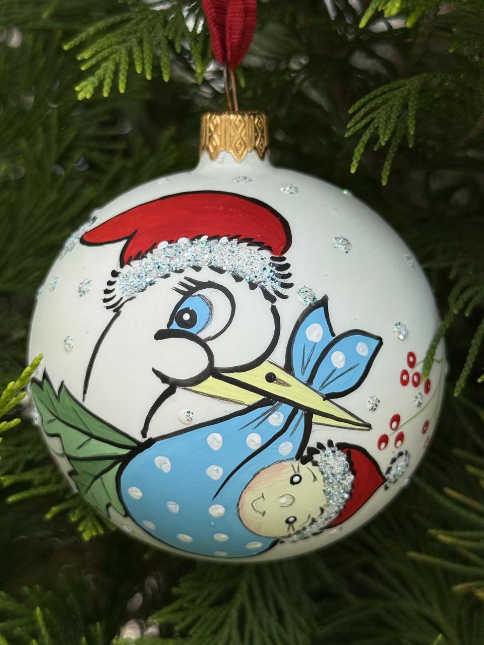 Шар новогодний стеклянный Мое первое Рождество с ручной росписью