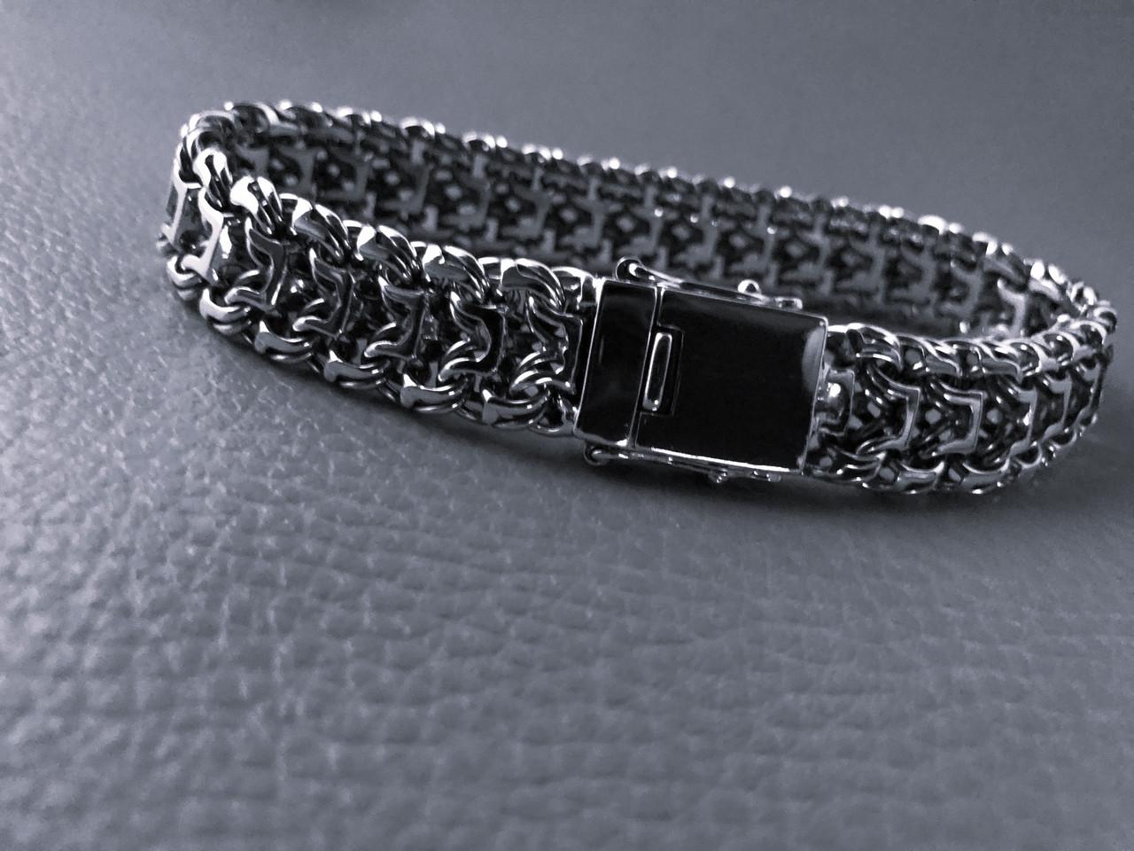 Браслет срібний чоловічий Фараон Імператор Широкий з замком коробка р. 21