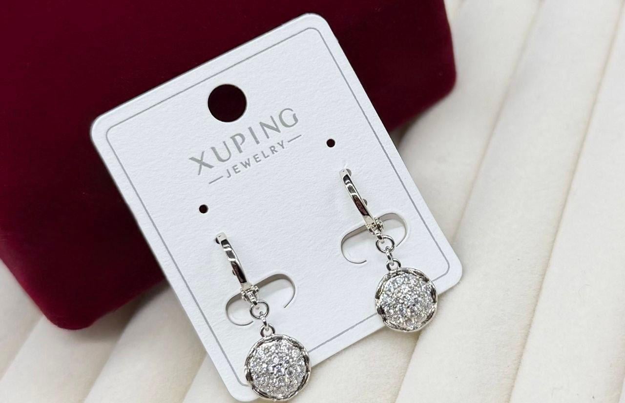 Серьги Xuping гипоаллергенные из медицинской стали круглые с камнями (2905974409)