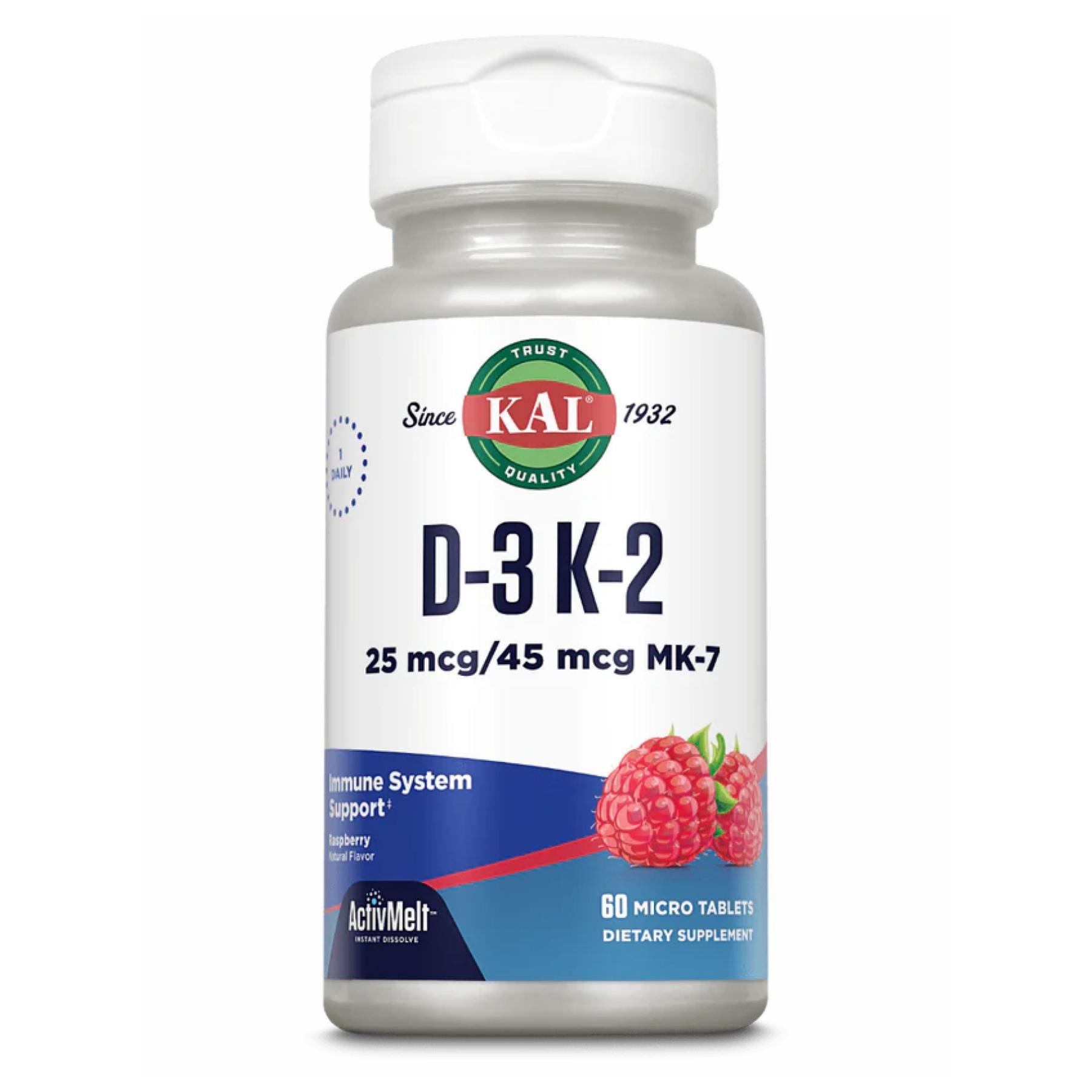 Вітаміни D3 & K2 25mcg 60 tabs Raspberry (2022-10-0997)