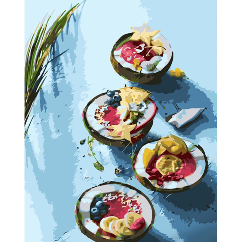 Картина за номерами Strateg Преміум Екзотичний десерт з лаком 40х50 см (GS1316)