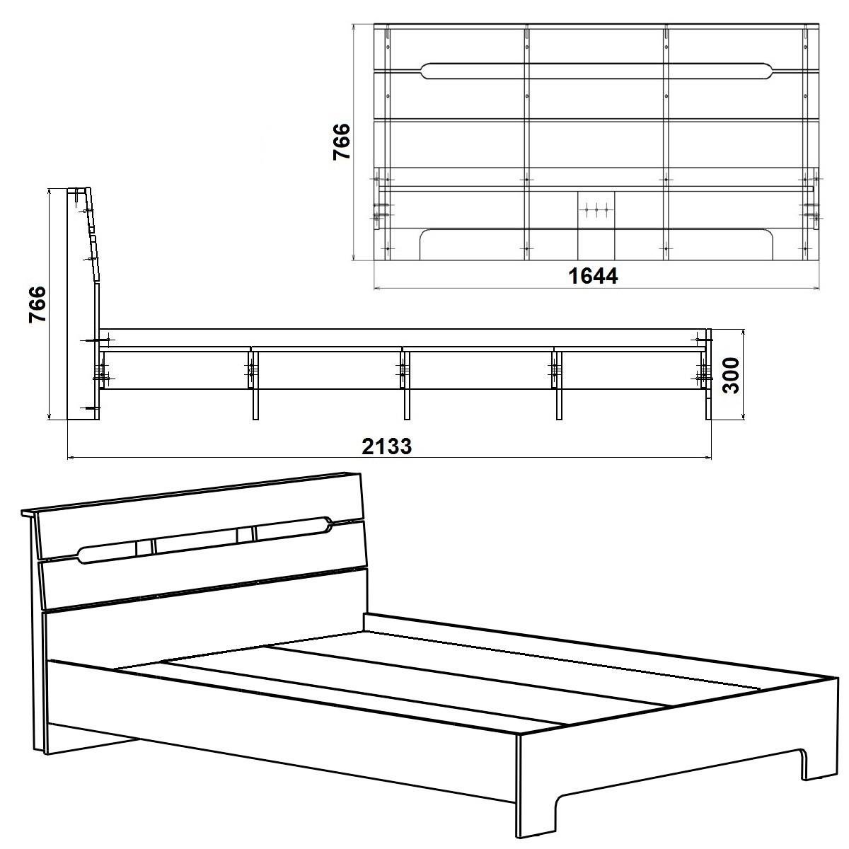 Кровать Компаніт 160 двухместная 164х213х77 см - фото 2