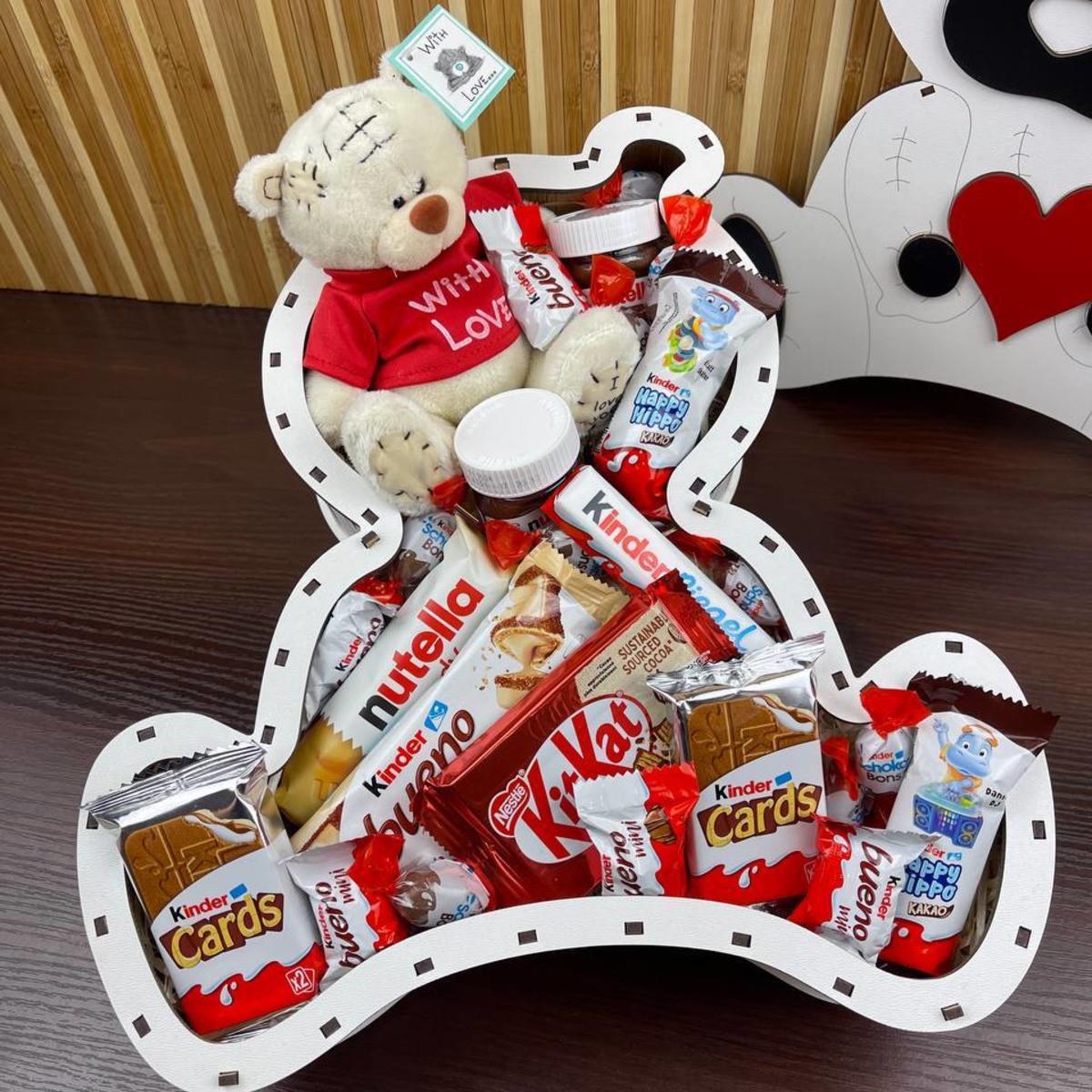 Подарочный бокс Мишка со сладостями для девушки/ребенка (box203)