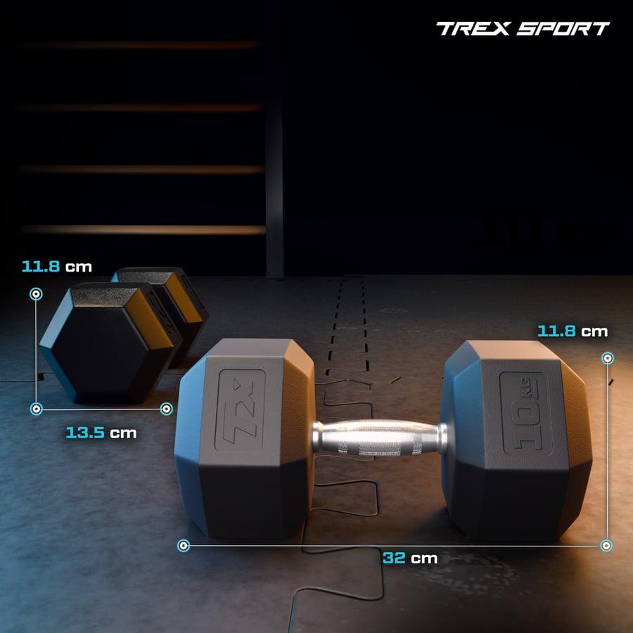 Гантеля шестигранная прорезиненная TREX Sport TX-100RD 10 кг (5189) - фото 2