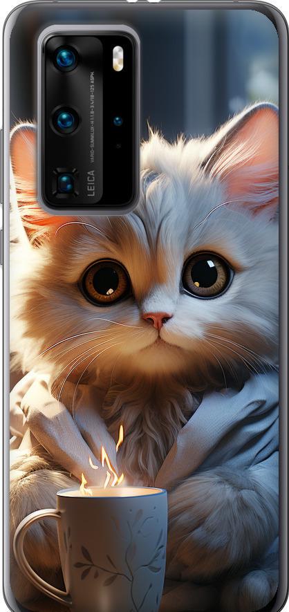 Чехол на Huawei P40 Pro White cat (5646t-1839-42517)