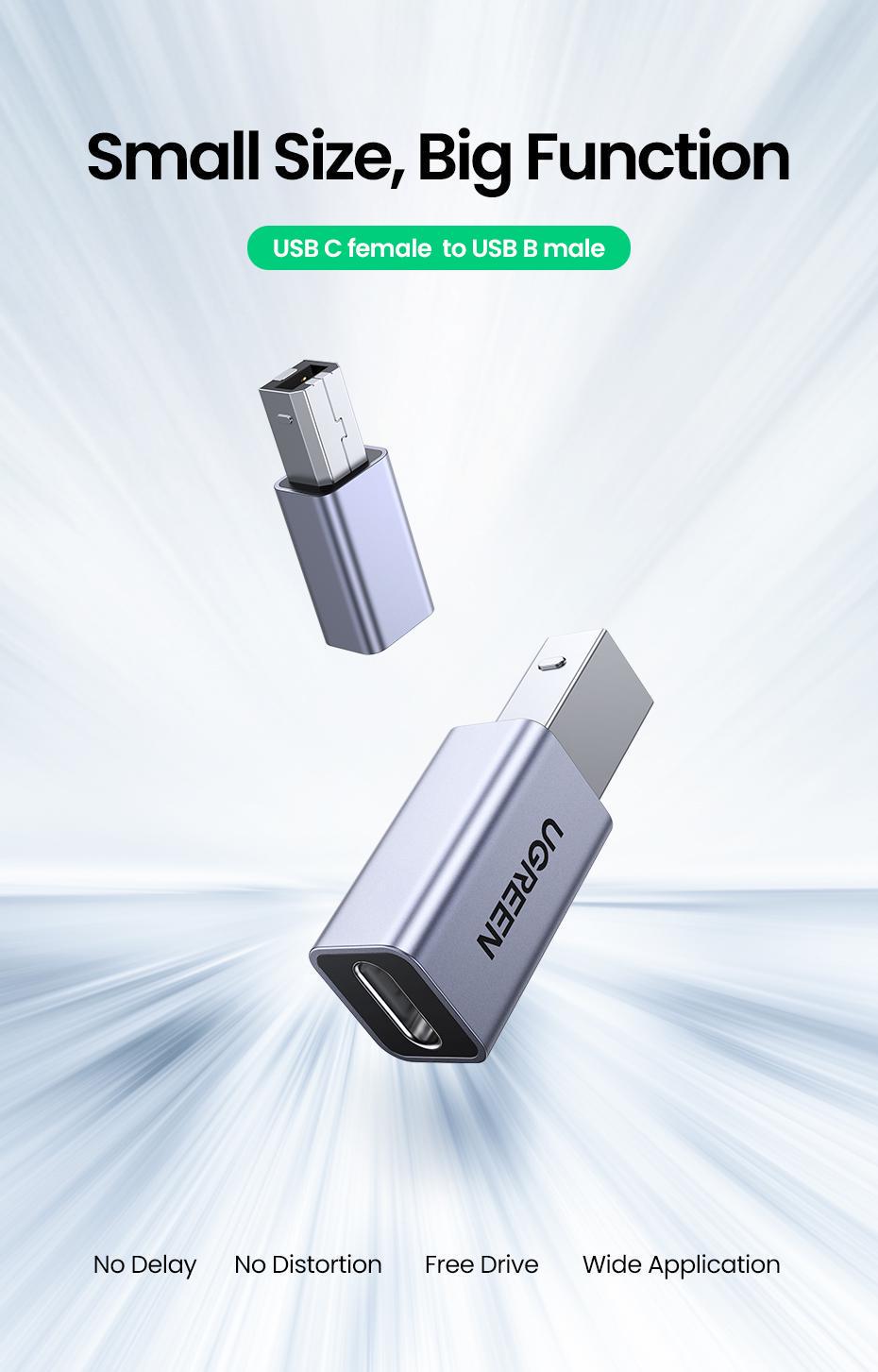 Кабель для принтера UGREEN USB Type-B 2.0-Type-C 480 Мбит/с USB-B на USB-C Серый (20120) - фото 2