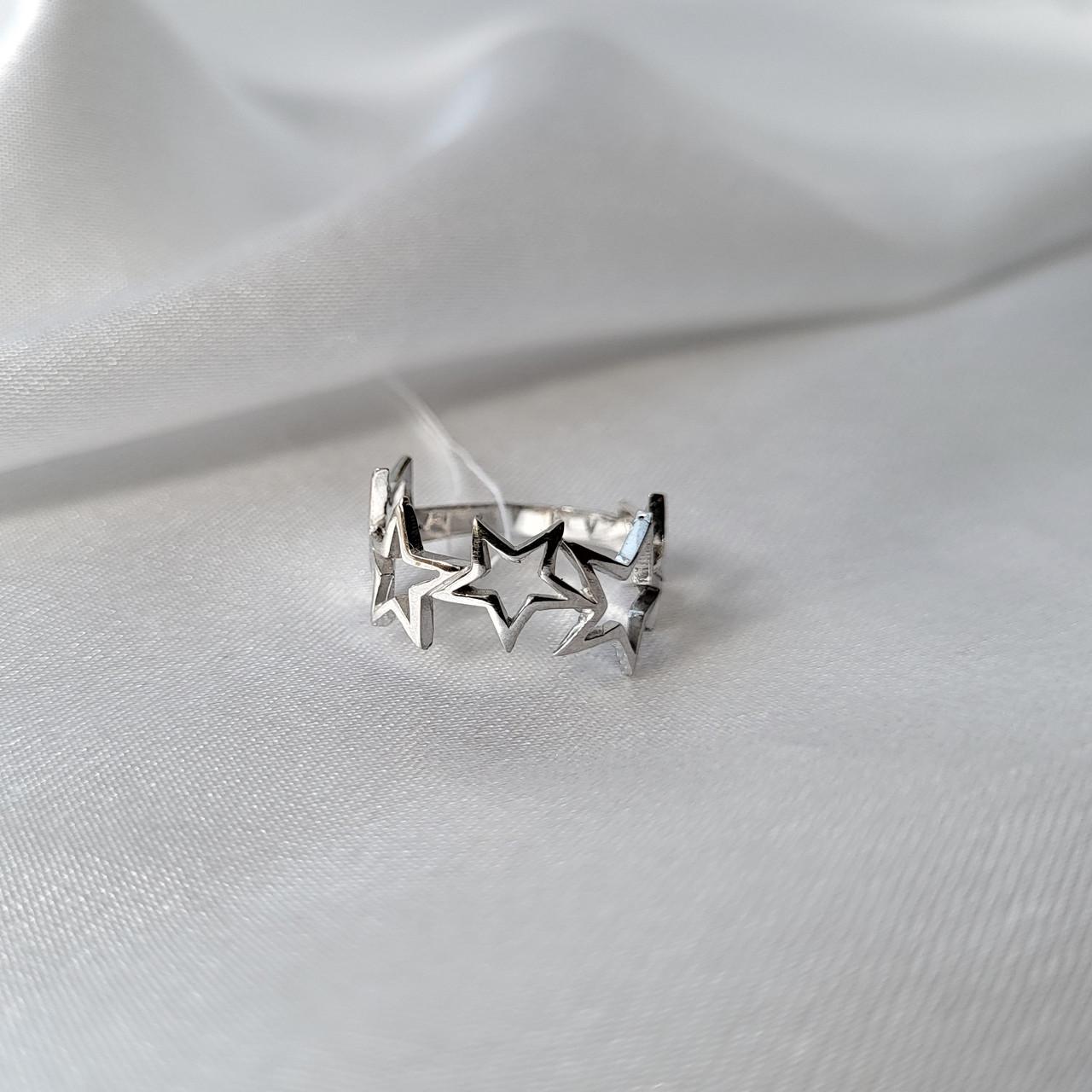 Каблучка без каменів 5 зірок срібло 925 проби родоване 1,55 г р. 17 (1155к) - фото 4 Каблучка без каменів 5 зірок срібло 925 проби родоване 1,55 г р. 17 (1155к) - фото 4