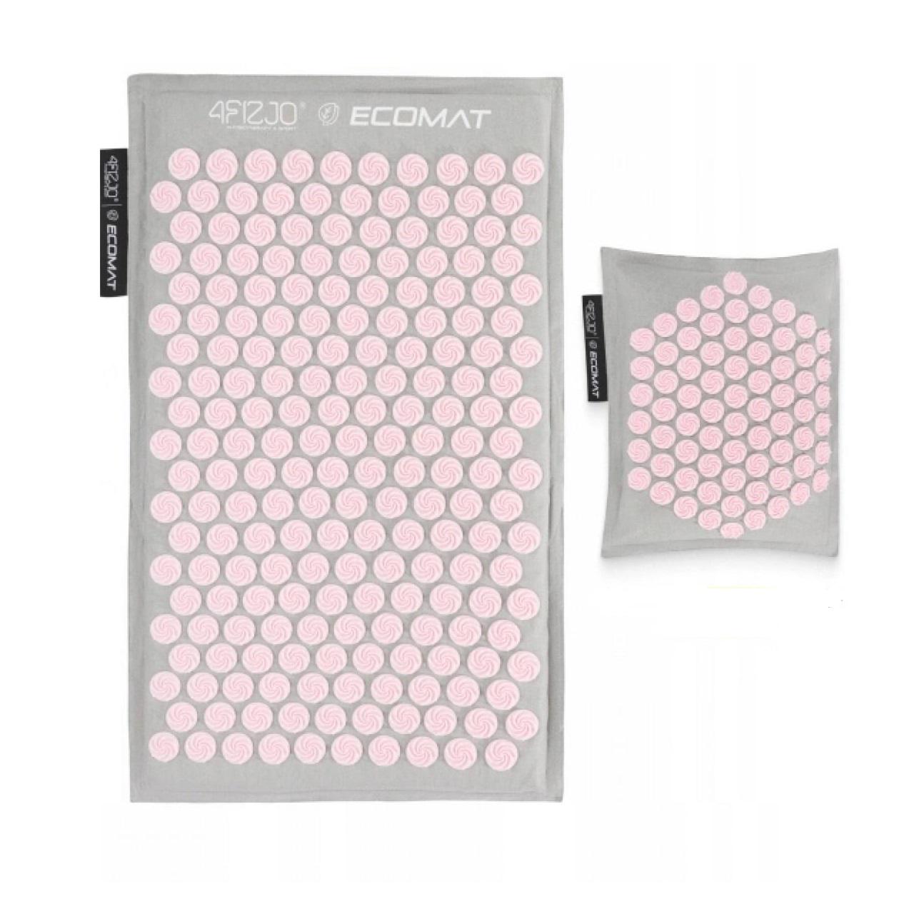 Килимок акупунктурний з подушкою 4fizjo Eco Mat аплікатор Кузнєцова Grey/Pink (P-5907739312174)