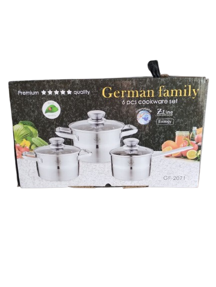 Набір каструль з кришками German Family GF-2071 нержавіюча сталь 6 пр. (GF-2071) - фото 4 Набір каструль з кришками German Family GF-2071 нержавіюча сталь 6 пр. (GF-2071) - фото 4