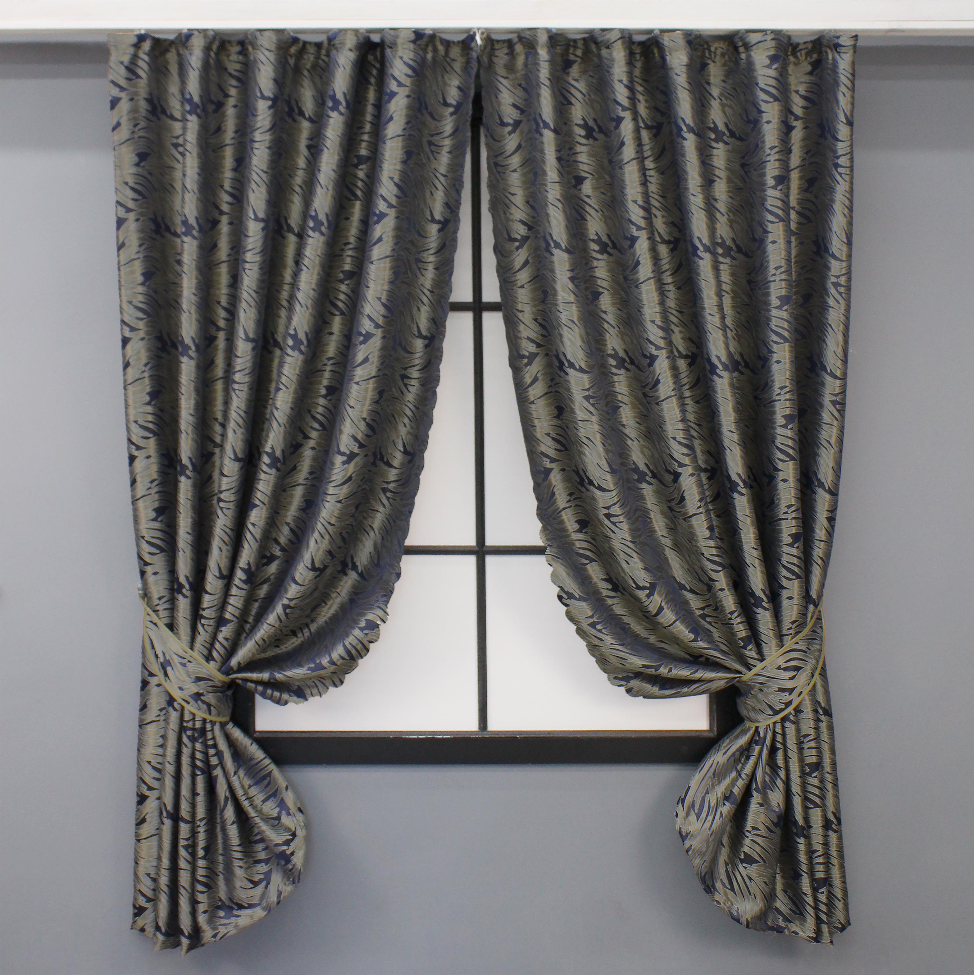 Комплект коротких штор VR-Textil Жаккард Magic №1612ш 145х170 см 2 шт. Синий с бежевым (35-0252)