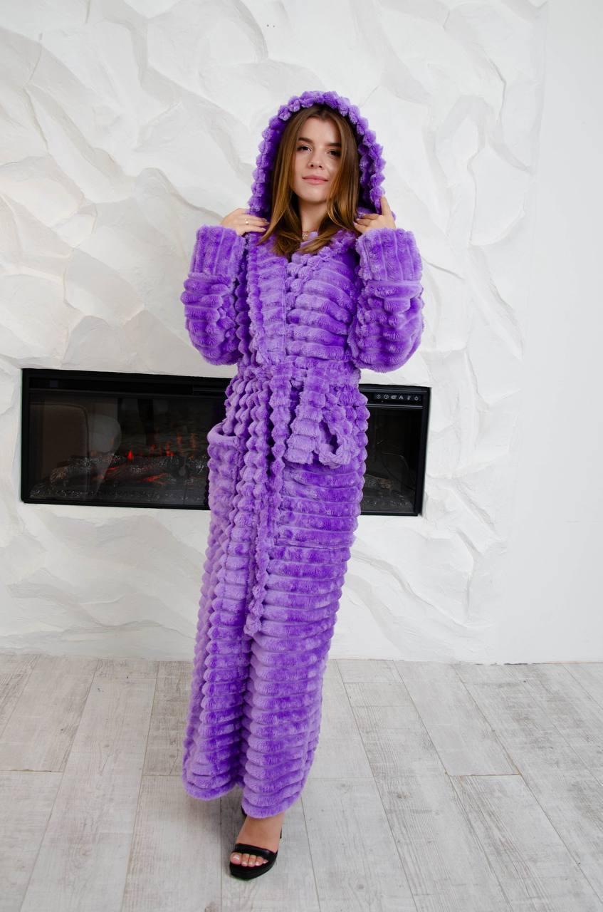 Халат махровий з капюшоном XL Фіолетовий (Д-Al-sharpey-halat-009-02)