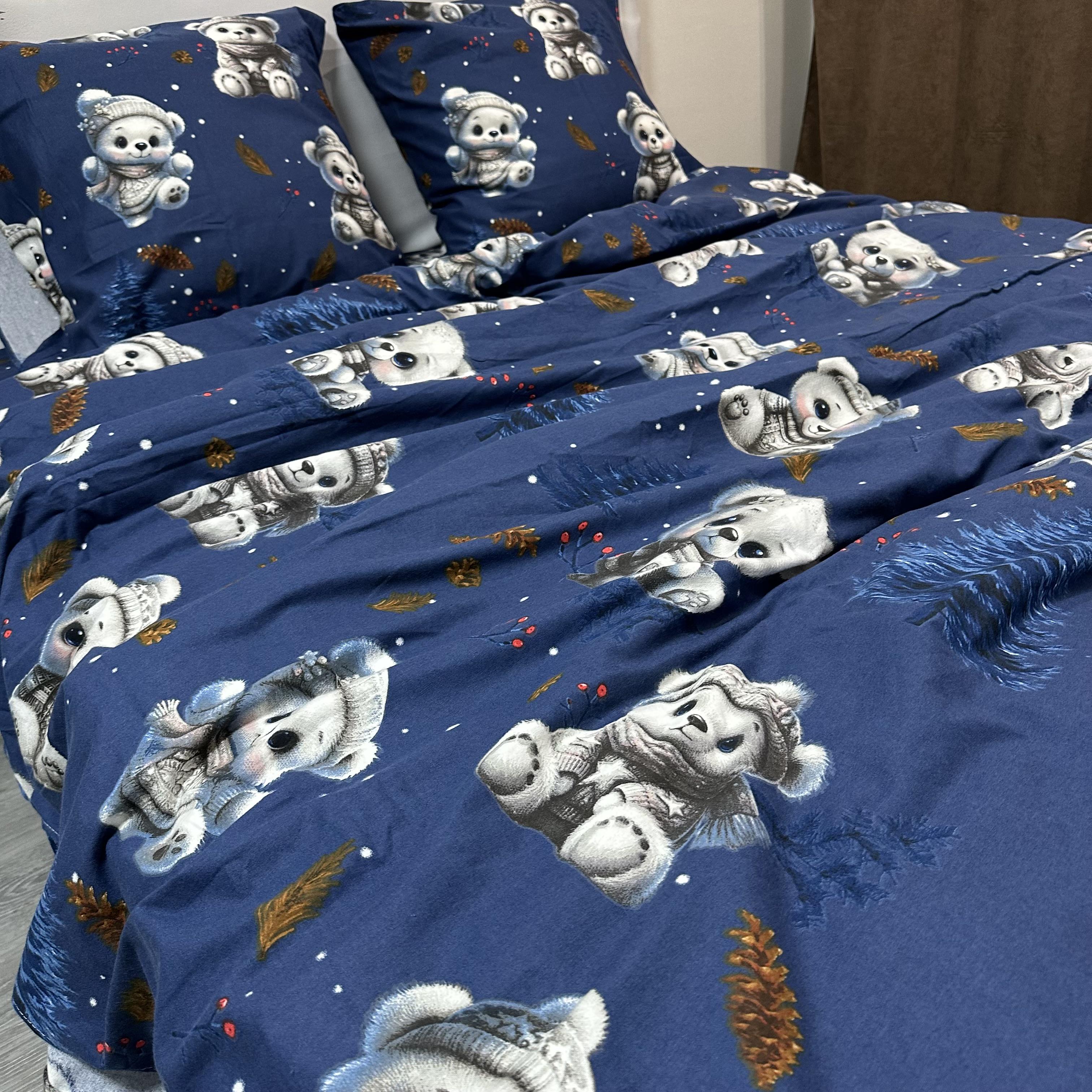 Комплект постільної білизни байкова Зимовий євро Синій (байка 3-3) - фото 10 Комплект постільної білизни байкова Зимовий євро Синій (байка 3-3) - фото 10