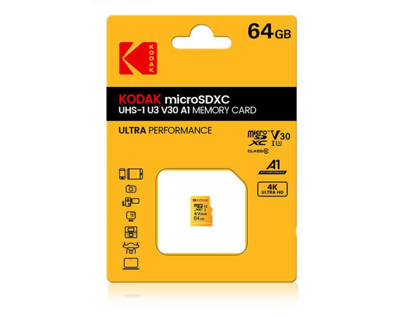 Карта памяти MicroSD Kodak 64Gb U3 UHS-L V30 A1 Class 10 Video recording speed 90-100MB/s (640000)