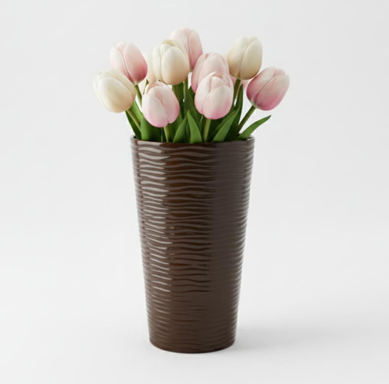 Ваза Nana ceramics Волна 28 см Шоколадный (9042)