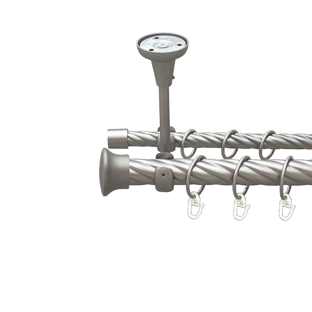Карниз металлический Orvit Дуо двухрядный открытый к потолку/скрученная труба/кольцо металлическое Сатин 25/16 мм 240 см (00-00024084)