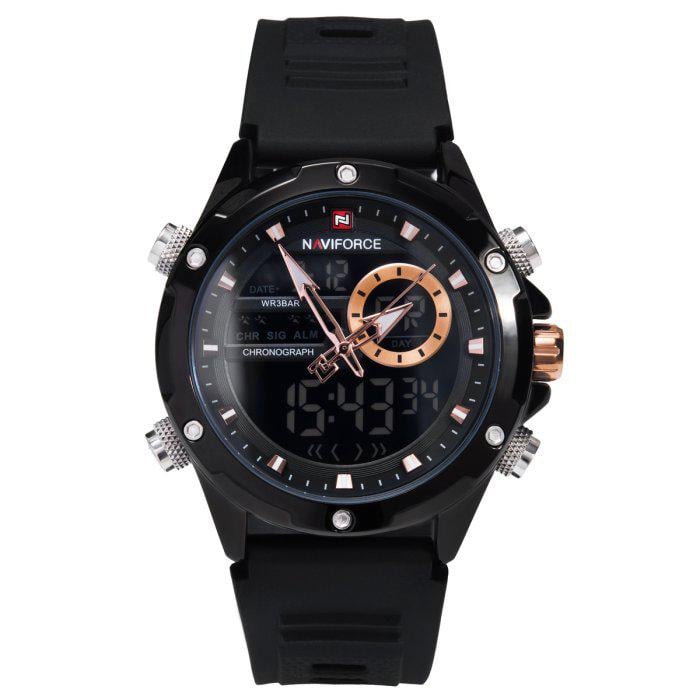 Часы мужские тактические NaviForce Pride Darkside 2 ремешки со стальным корпусом 45х16 мм Черный (150-96-2128)