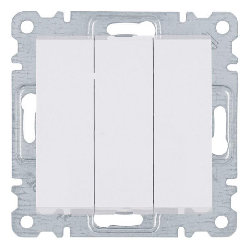 Выключатель трехклавишный Hager Lumina 10АХ/230V Белый (28685199)