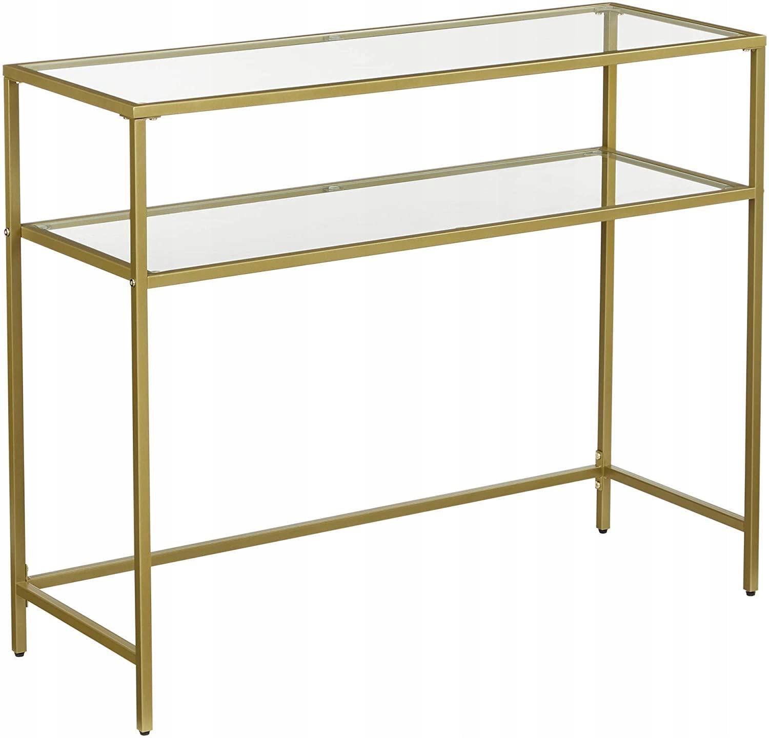 Столик консольный VASAGLE GLAMOUR для гостиной с полкой 100x80x35 см Gold (LGT025A01)
