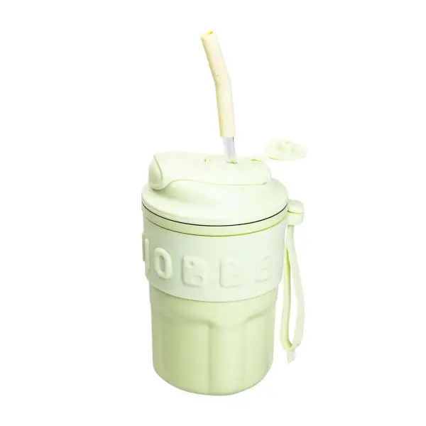 Термочашка с трубочкой Chiobbe YIWU из нержавеющей стали 450 мл Зеленый (147-107- HP-14-18GR)