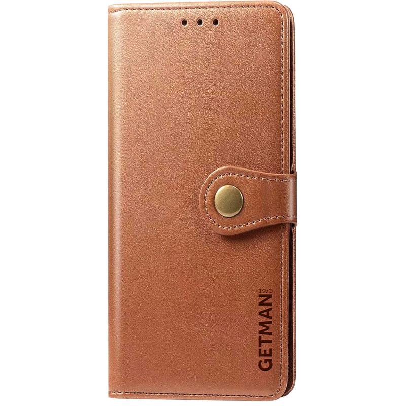 Противоударный кожаный чехол книжка GETMAN Gallant (PU) для Xiaomi Redmi Note 8T Коричневый