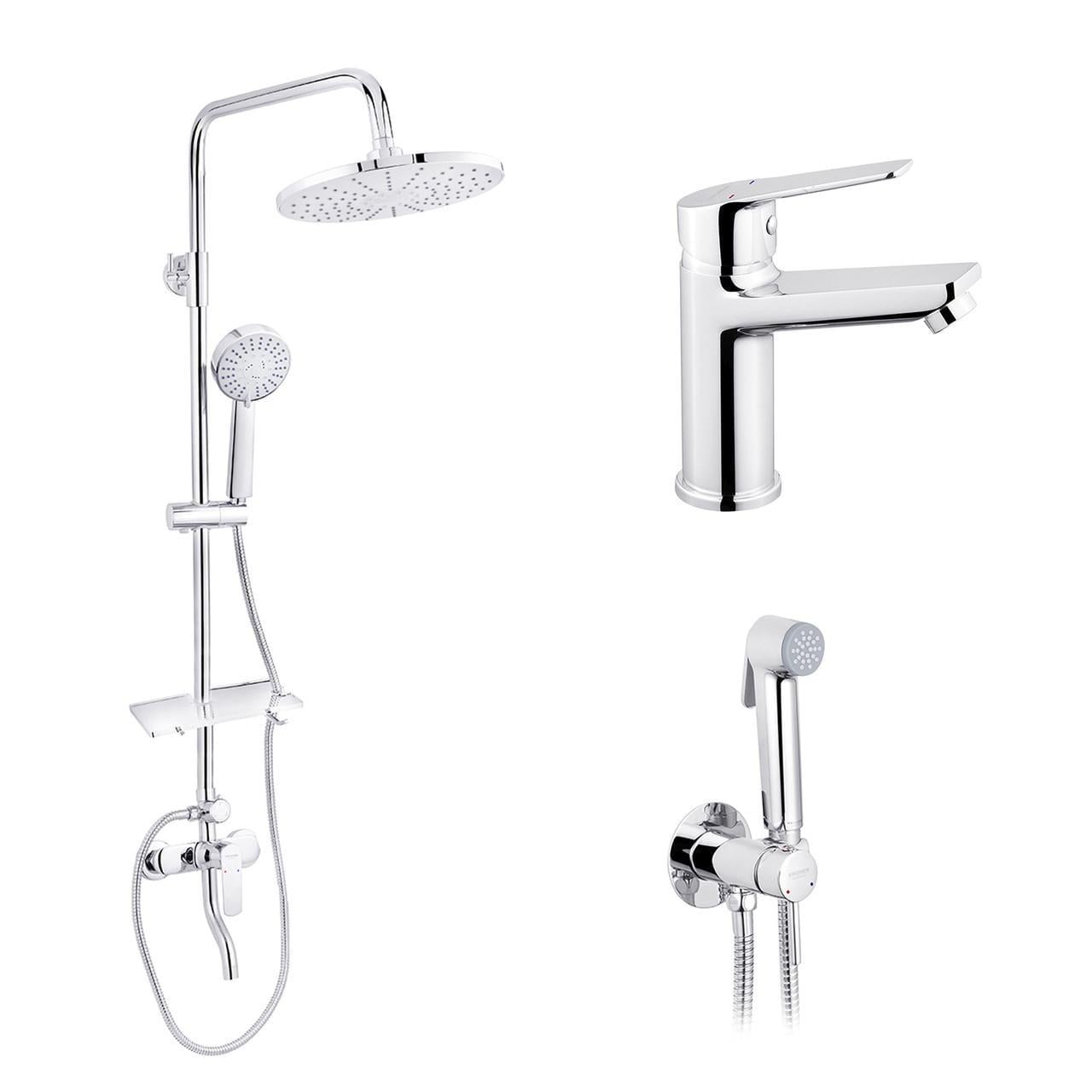 Набор 3в1 душевая система Kroner Armada-C064K/смеситель Hagen-C010/смеситель Bidet-C082