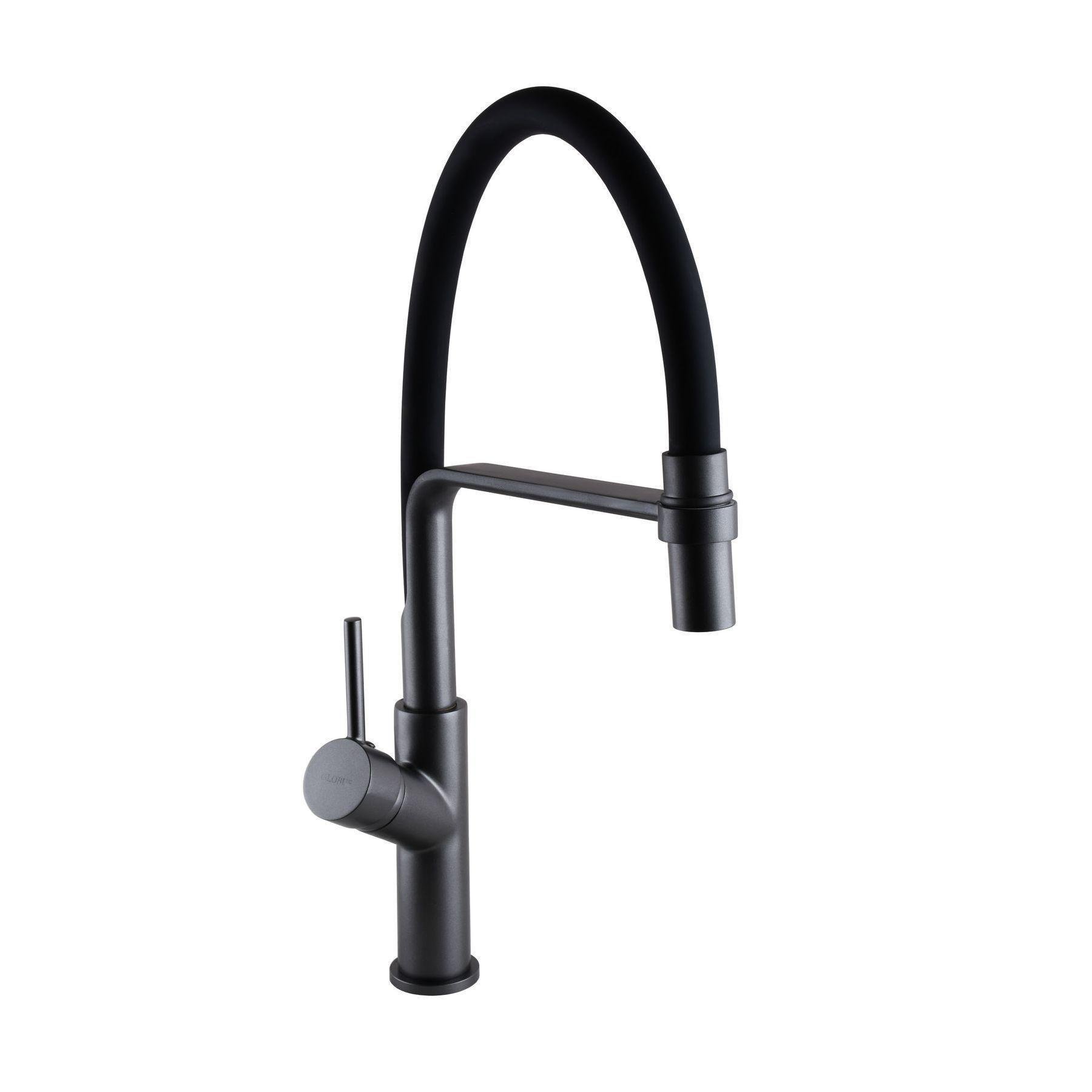 Смеситель для кухни с гибким изливом Globus Lux DENVER Flex GDF-32-11-01 Графитовый/Черный (22946)