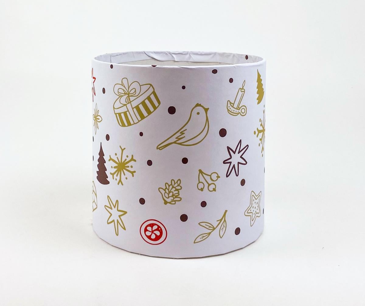 Коробка подарункова кругла "Новорічна" 15х15 см (5551)