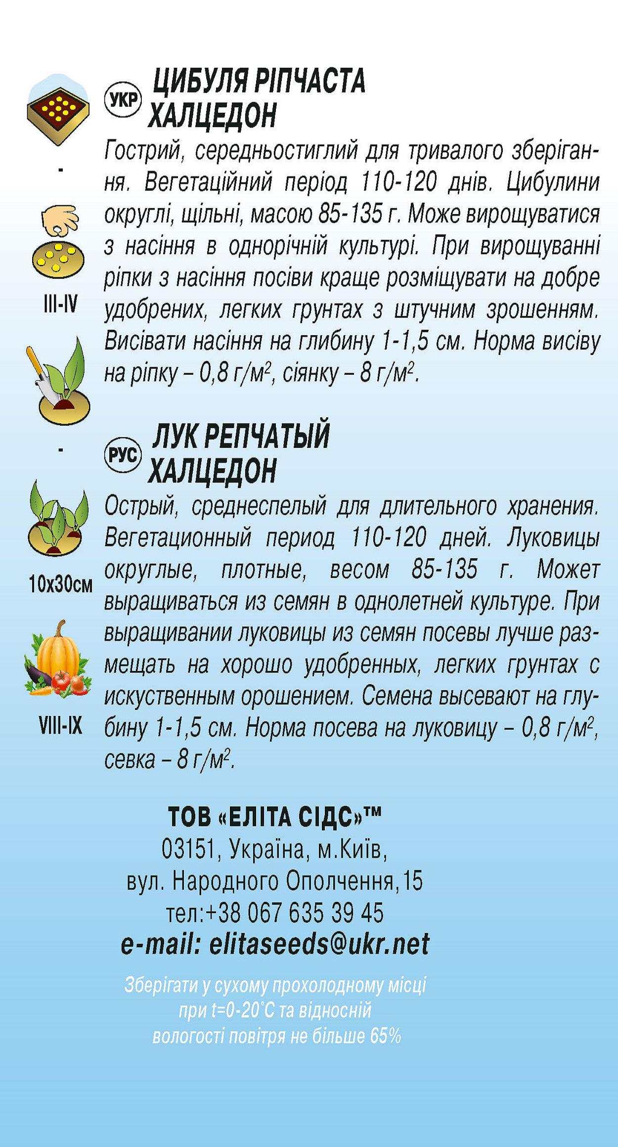 Семена Цибуля ріпчаста Халцедон 10 г (1168) - фото 2