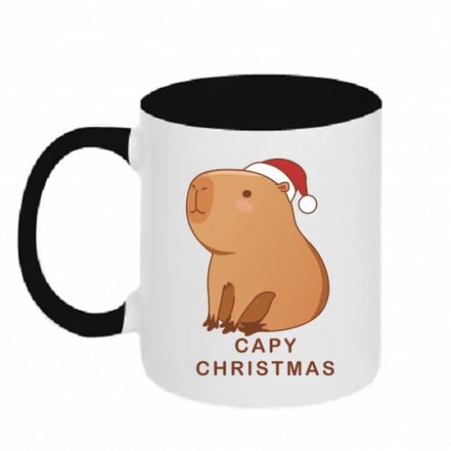 Чашка двухцветная Capy Christmas 320 мл Черно-белый (15589442-17-192819)