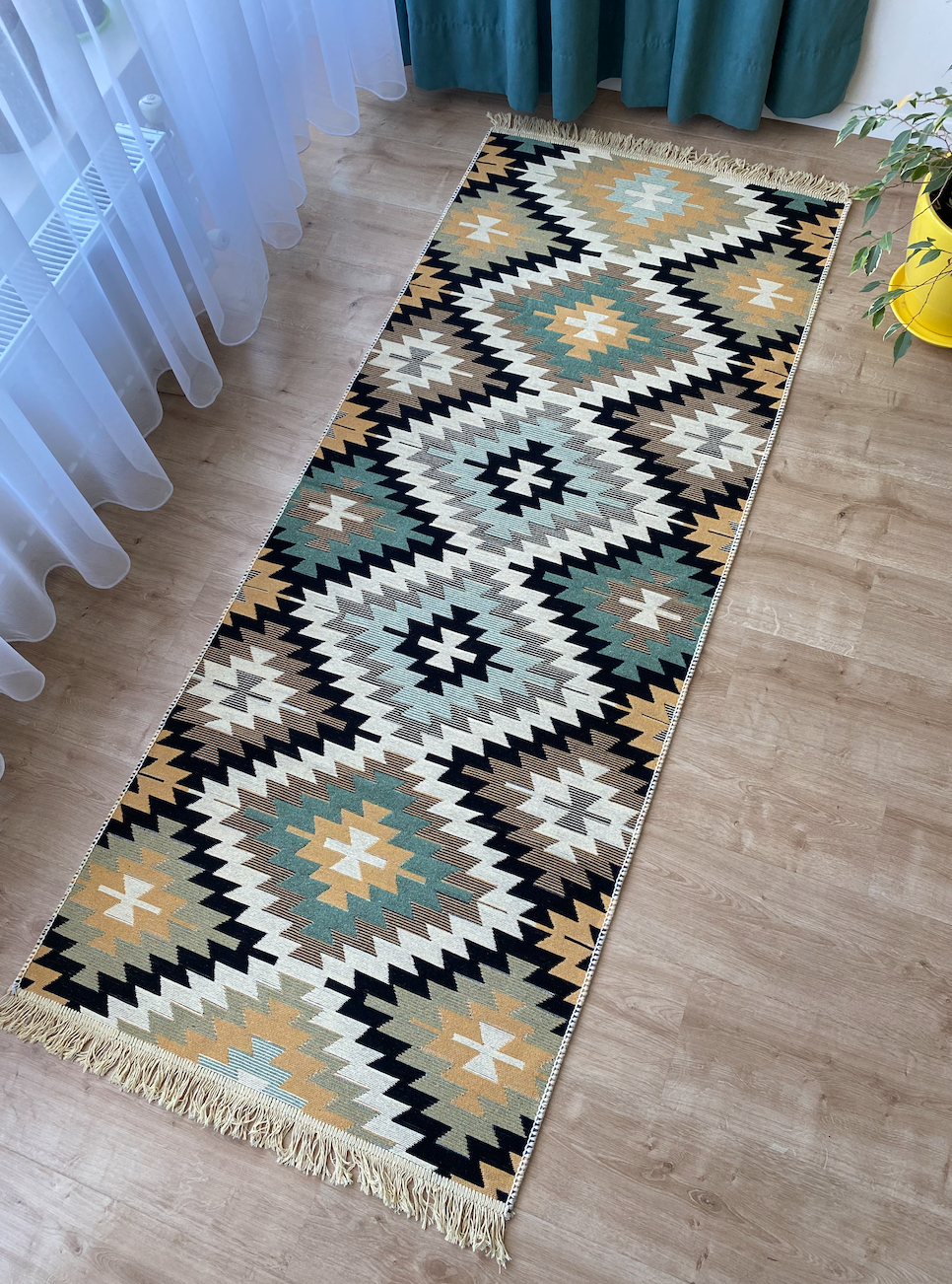 Килимок плетений двосторонній Shana Zummi 80x200 см Зелений