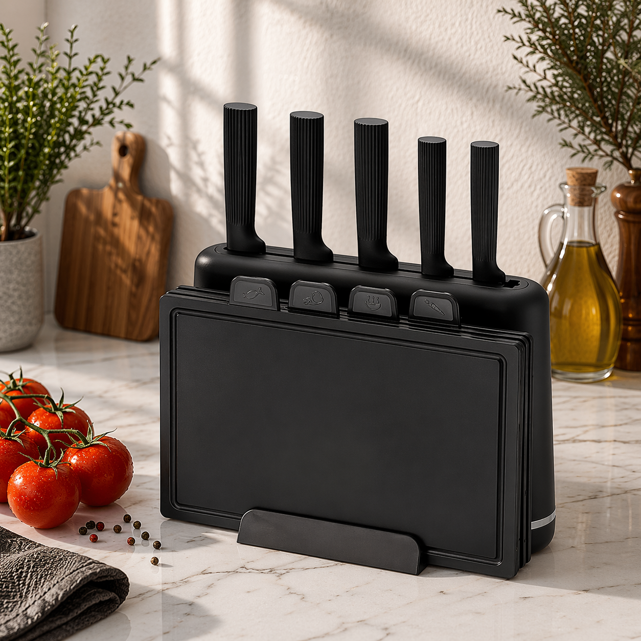 Набор ножей Maestro MR-1412 Black 10 пр. с подставкой разделочные доски Soft-touch (34118156)