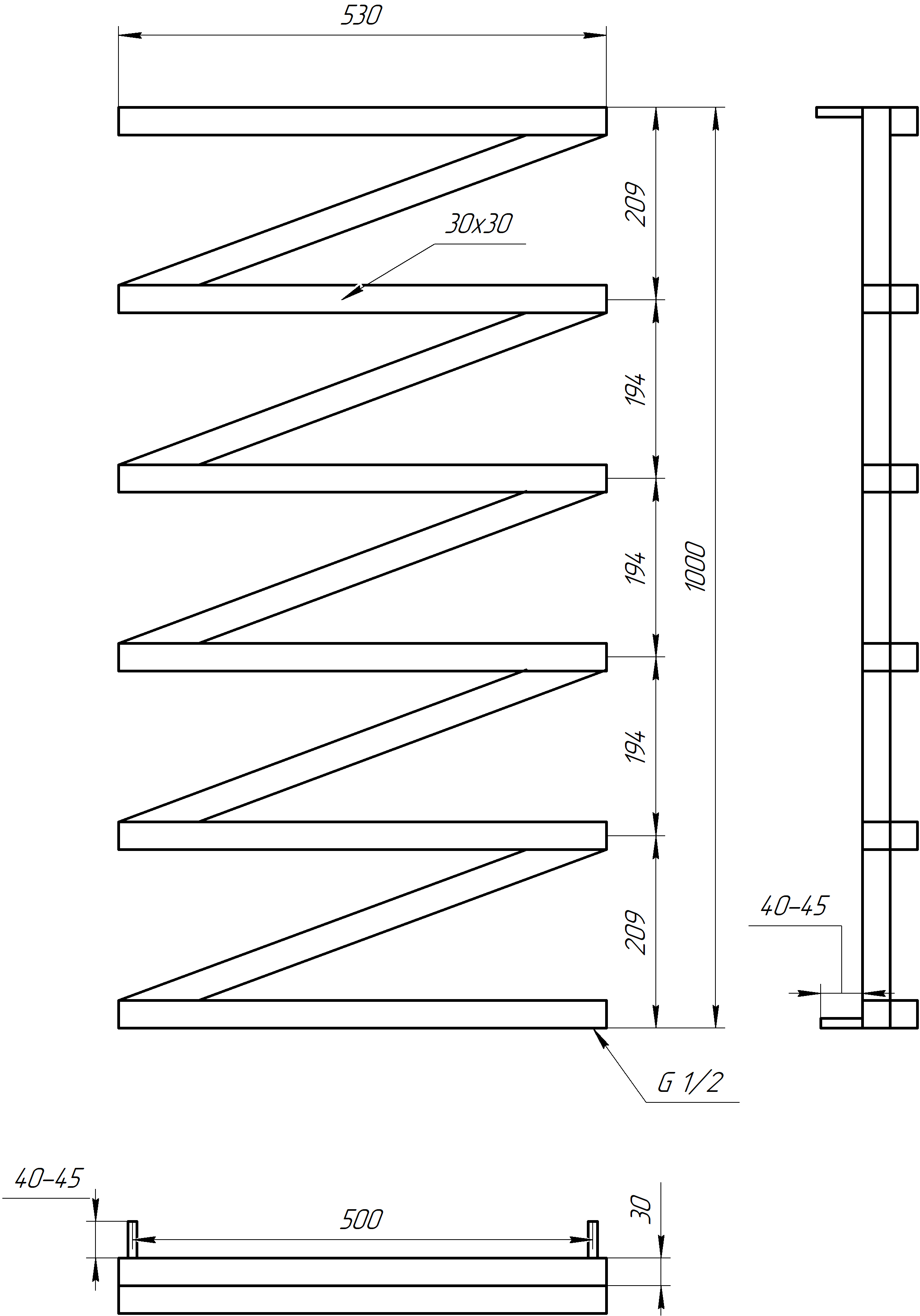 Рушникосушарка водяна Genesis Aqua ZigZag 100x53 см Білий (2461-1) - фото 2