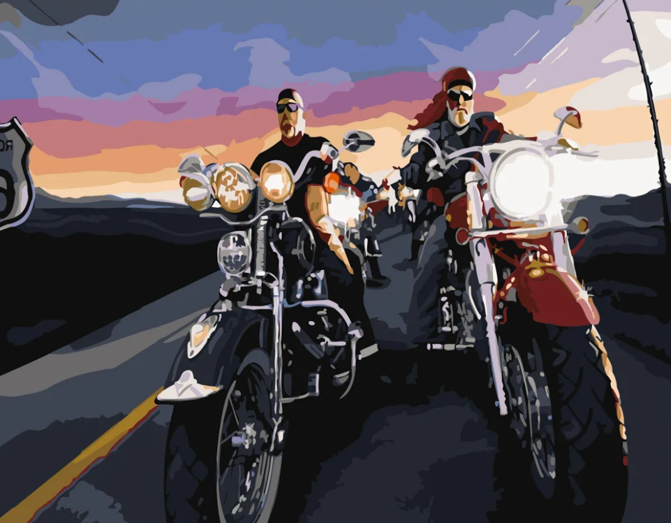 Картина по номерам Strateg Брутальные байкеры 40x50 см (GS395)