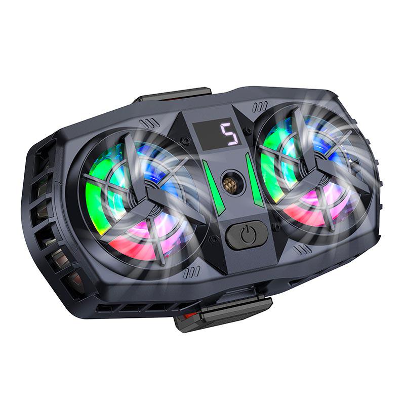 Кулер для смартфона Hoco GM36 Mustango двовентиляторний c RGB-підсвічуванням Black (17346)