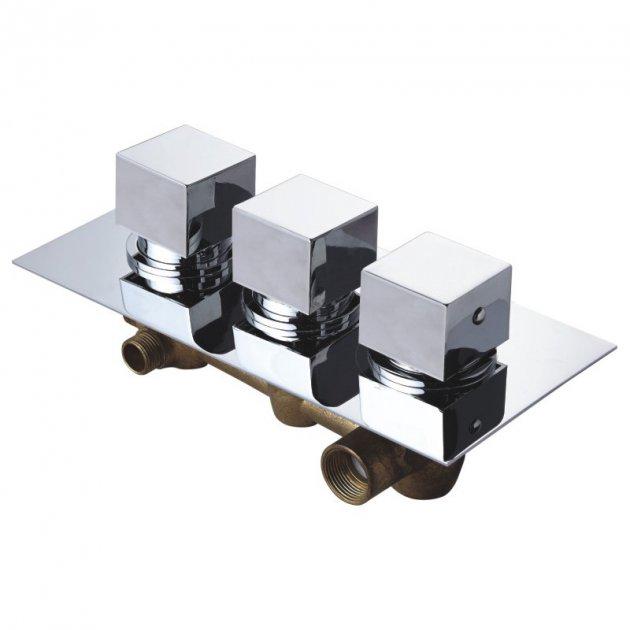 Смеситель термостатический Mexen Cube ванна/душ 3-х ходовой Хром (14327631)