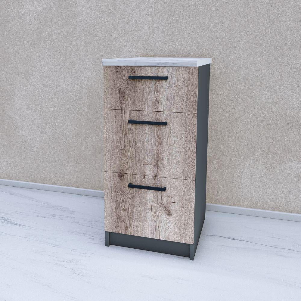 Модуль для кухні нижній 3 висувні шухляди без стільниці 400 мм Аліканте/Графітовий (МП25д)