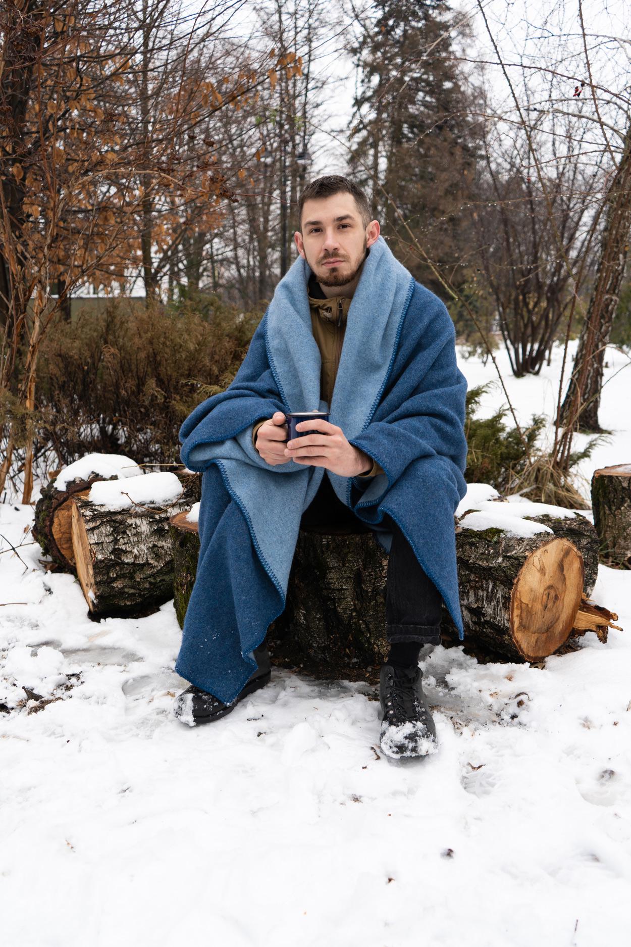 Плед-ковдра вовняна Love You 130х170 см Синій/Блакитний (6132) - фото 5 Плед-ковдра вовняна Love You 130х170 см Синій/Блакитний (6132) - фото 5